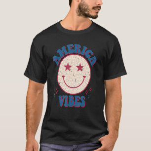 Camiseta América retro vibes a mujeres Chica feliz cara ros
