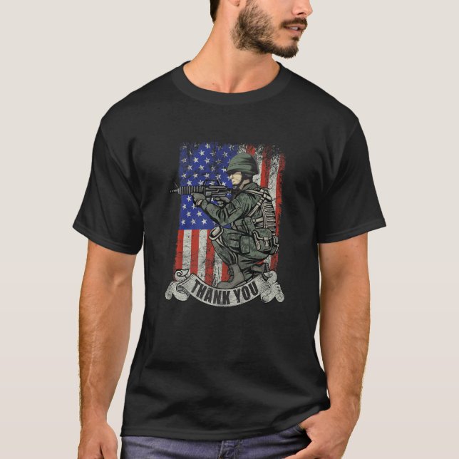 Camiseta America Soldier Thank You Patriotic Veterans Day (Anverso)