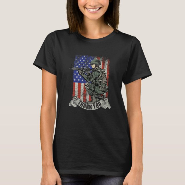 Camiseta America Soldier Thank You Patriotic Veterans Day (Anverso)