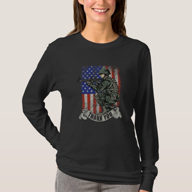 Camiseta America Soldier Thank You Patriotic Veterans Day (Anverso)