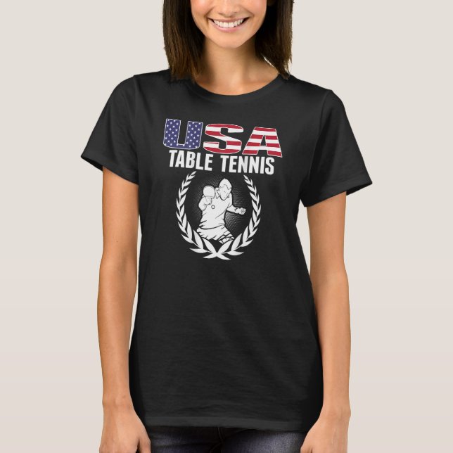 Camiseta America Table Tennis USA Flag Ping Pong Support (Anverso)