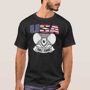 Camiseta America Table Tennis USA Flag Support Ping Pong T