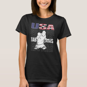 Camiseta America Table Tennis USA Flag Support Ping Pong T