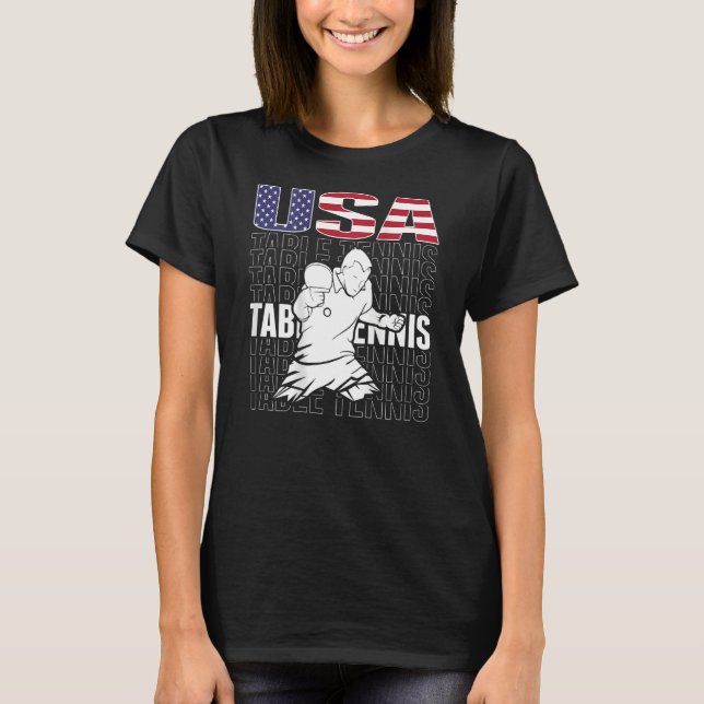 Camiseta America Table Tennis USA Flag Support Ping Pong T (Anverso)