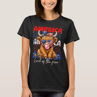 Camiseta América Tierra de la vaca de las tierras altas Muj