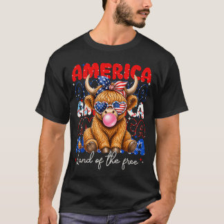 Camiseta América Tierra de la vaca de las tierras altas Muj