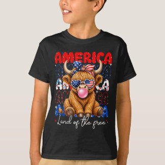 Camiseta América Tierra de la vaca de las tierras altas Muj