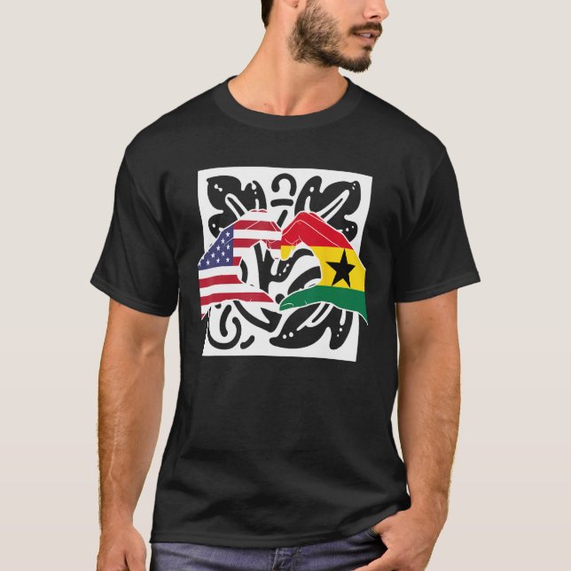 Camiseta America USA American Ghana Ghanaian Melanin Mixed  (Anverso)