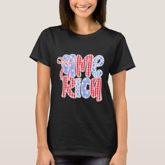 Camiseta America Usa Encaje Lazo 4 De Julio Coquette Floral
