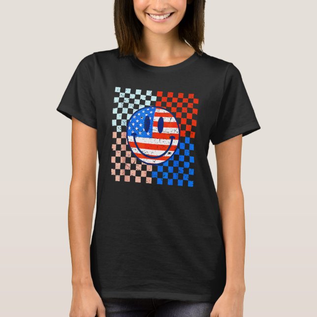 Camiseta America Vibes Cute Smile Face USA Bandera American (Anverso)