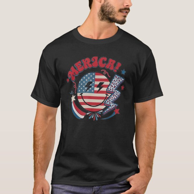 Camiseta América Vibes Happy Face Smile Flor Americana 4 (Anverso)