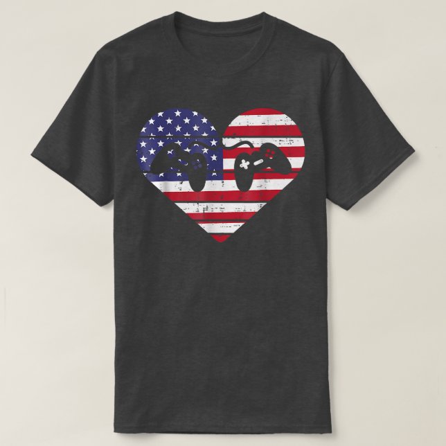 Camiseta America Video Game Controller 4th Of July Men Boy  (Diseño del anverso)