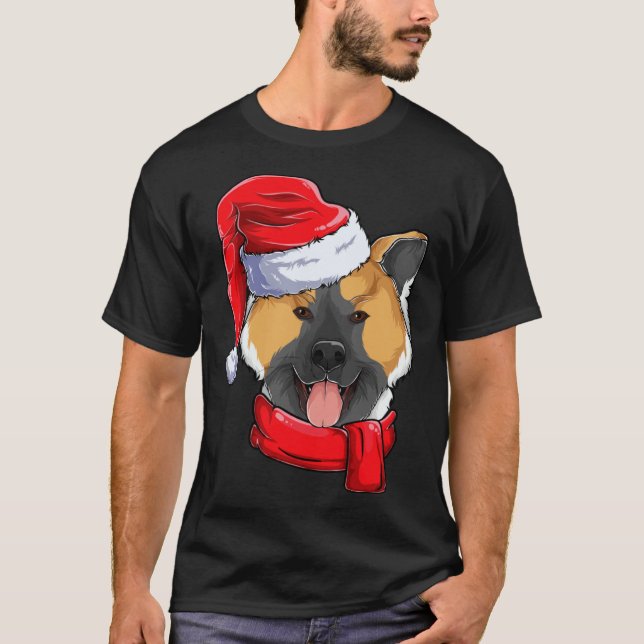 Camiseta American Akita Dog Santa Claus Apparel  Christmas  (Anverso)