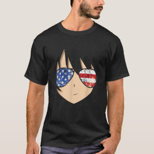 Camiseta American Anime Face USA Gafas de sol 4 de julio