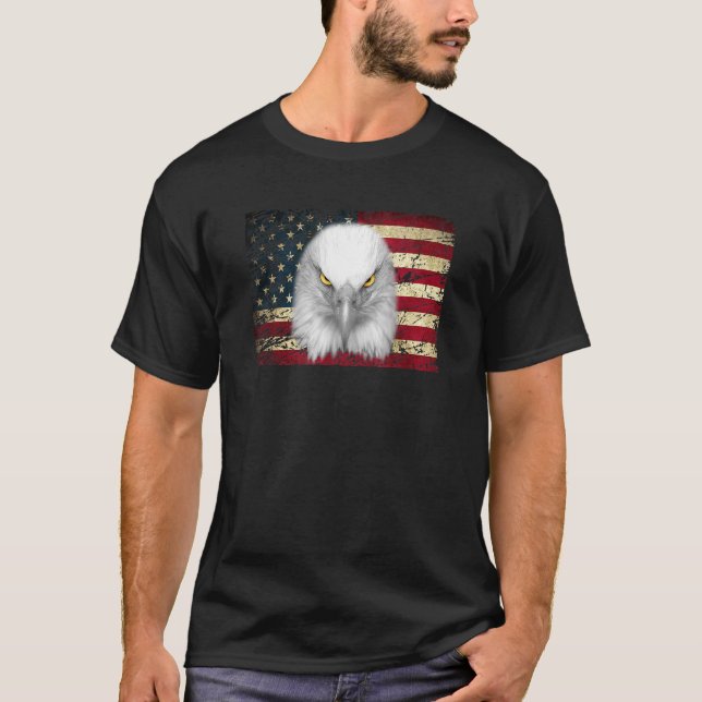 Camiseta American Bald Eagle Eyes Eagle Flying Usa Flag Pat (Anverso)