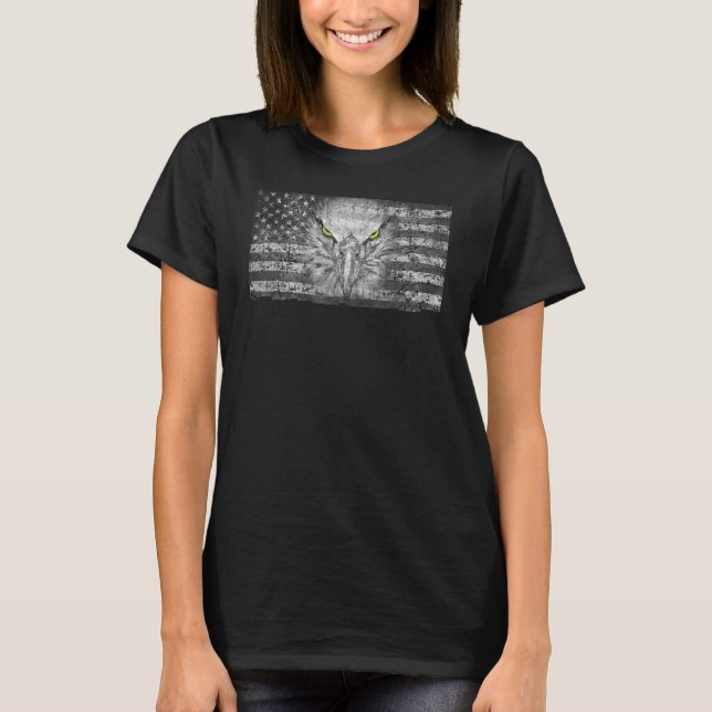 Camiseta American Bald Eagle Eyes Eeuu Flag Patriotic (Anverso)
