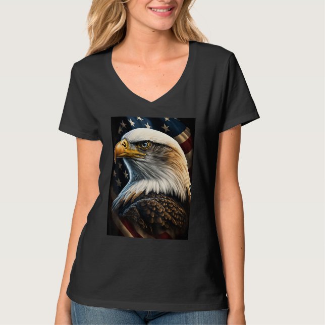 Camiseta American Bald Eagle Eyes Flag Country (Anverso)
