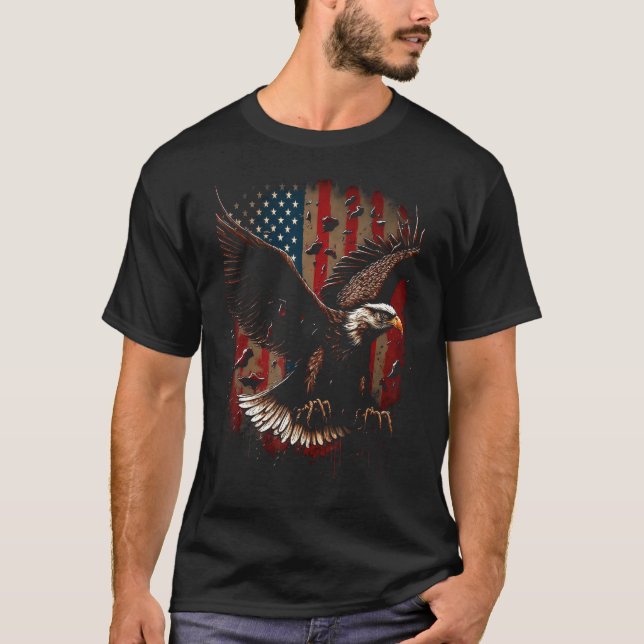 Camiseta American Bald Eagle Eyes Flag Country 2 (Anverso)