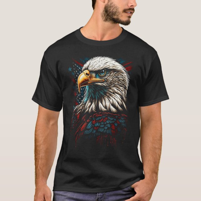 Camiseta American Bald Eagle Eyes Flag Country 3 (Anverso)