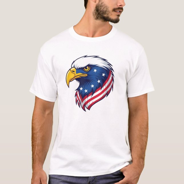 Camiseta American Bald Eagle Flag T-Shirt | Patriotic USA   (Anverso)