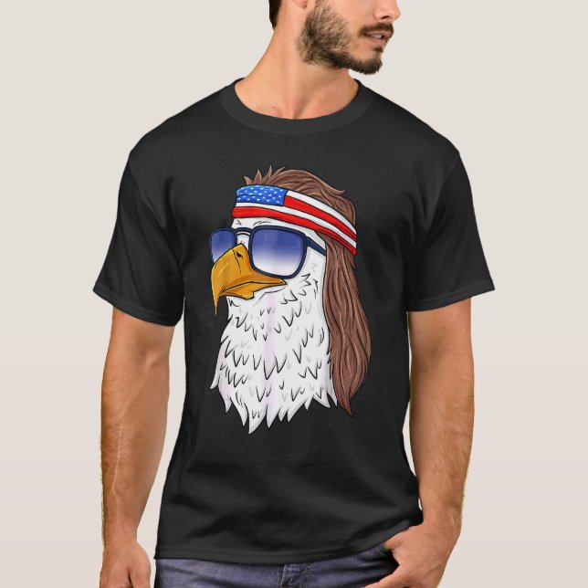 Camiseta American Bald Eagle Mullet 4 De Julio Eeuu Patrio (Anverso)