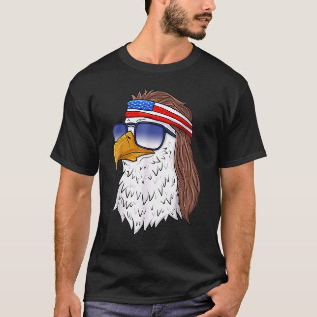 Camiseta American Bald Eagle Mullet 4 De Julio Eeuu Patrio (Anverso)