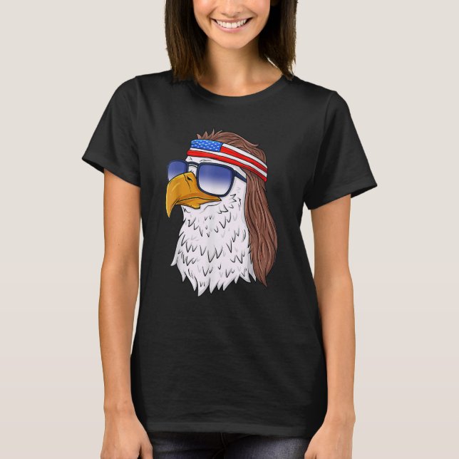 Camiseta American Bald Eagle Mullet 4 De Julio Eeuu Patrio (Anverso)