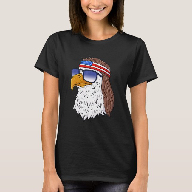 Camiseta American Bald Eagle Mullet 4 De Julio Eeuu Patrio (Anverso)