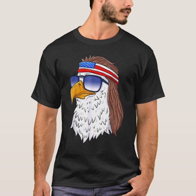 Camiseta American Bald Eagle Mullet 4 De Julio Eeuu Patrio (Anverso)