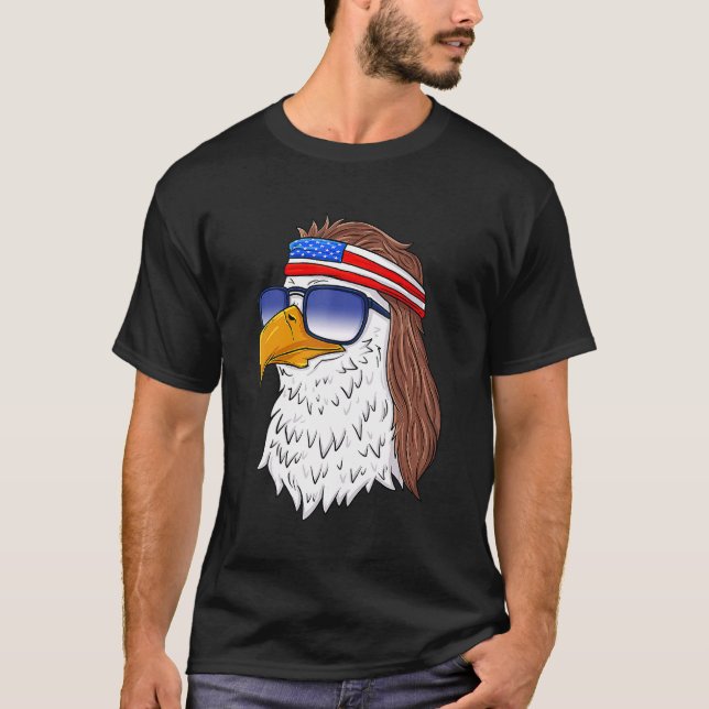 Camiseta American Bald Eagle Mullet 4 De Julio Eeuu Patrio (Anverso)