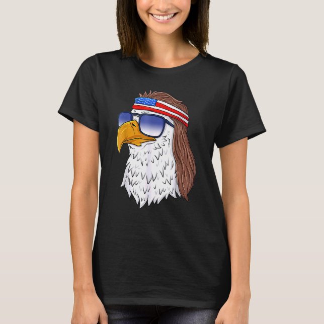 Camiseta American Bald Eagle Mullet 4 De Julio Eeuu Patrio (Anverso)