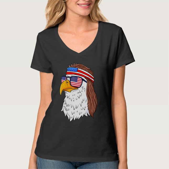 Camiseta American Bald Eagle Mullet 4 De Julio Estadouniden (Anverso)