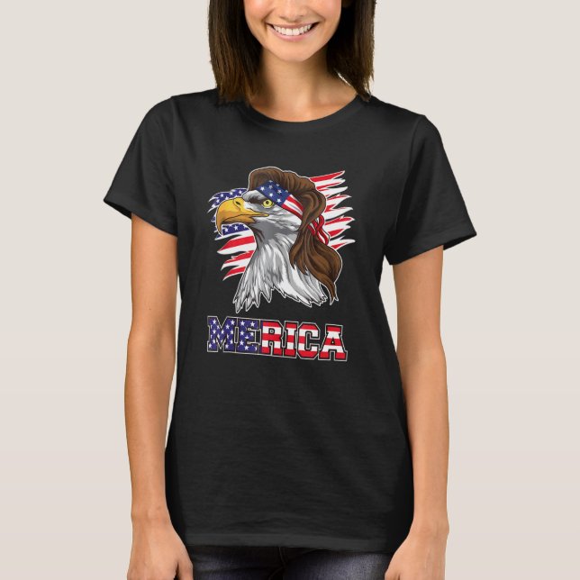 Camiseta American Bald Eagle Mullet 4 De Julio Funny Usa P (Anverso)