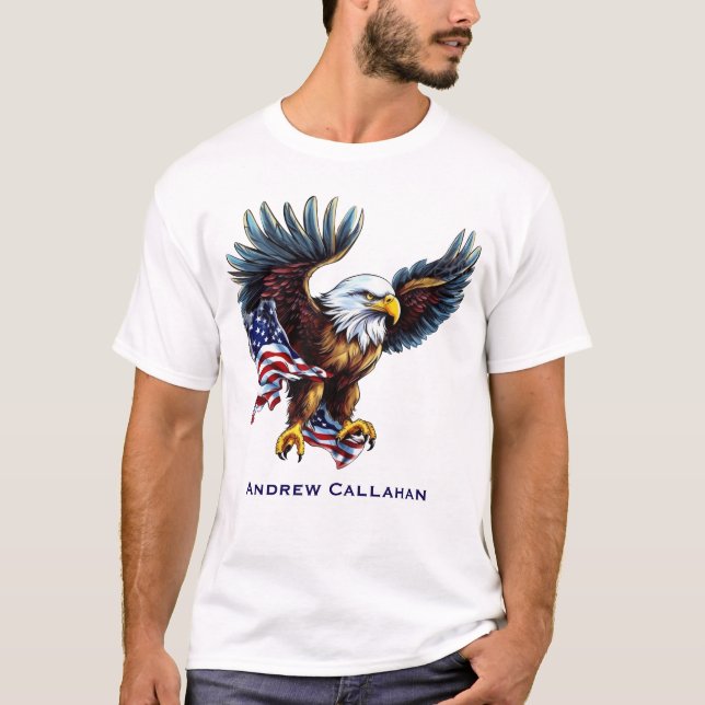 Camiseta American Bald Eagle Patriotic USA Flag 4 of July (Anverso)