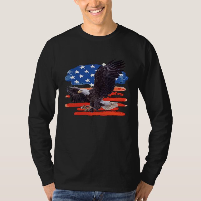 Camiseta American Bald Eagle USA Flag  4th of July Eagle Fl (Anverso)