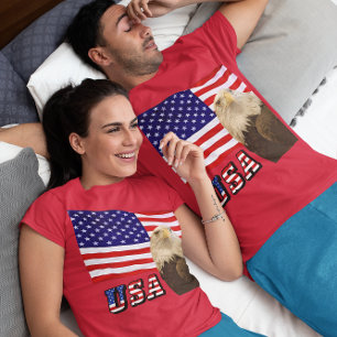 Camiseta American Bald Eagle USA Flag & Font Unisex
