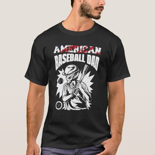 Camiseta American Baseball Dad Father's Day Baseball For Me (Anverso)
