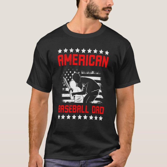 Camiseta American Baseball Dad Father's Day Baseball For Me (Anverso)