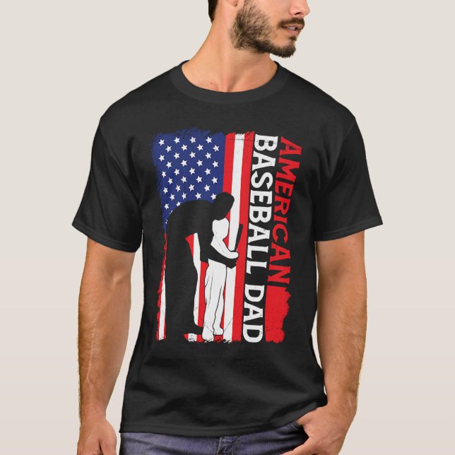 Camiseta American Baseball Dad Father's Day Baseball For Me (Anverso)