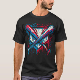 Camiseta American Baseball Drip Graffiti Ball and Bat