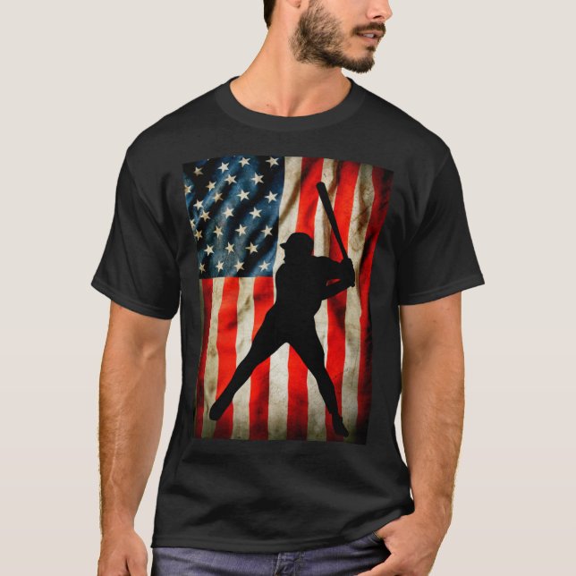 Camiseta American Baseball player and USA flag patriotic co (Anverso)