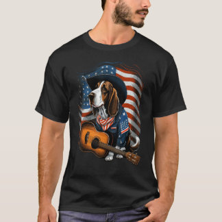 Camiseta American Basset Hound Guitar USA County Music