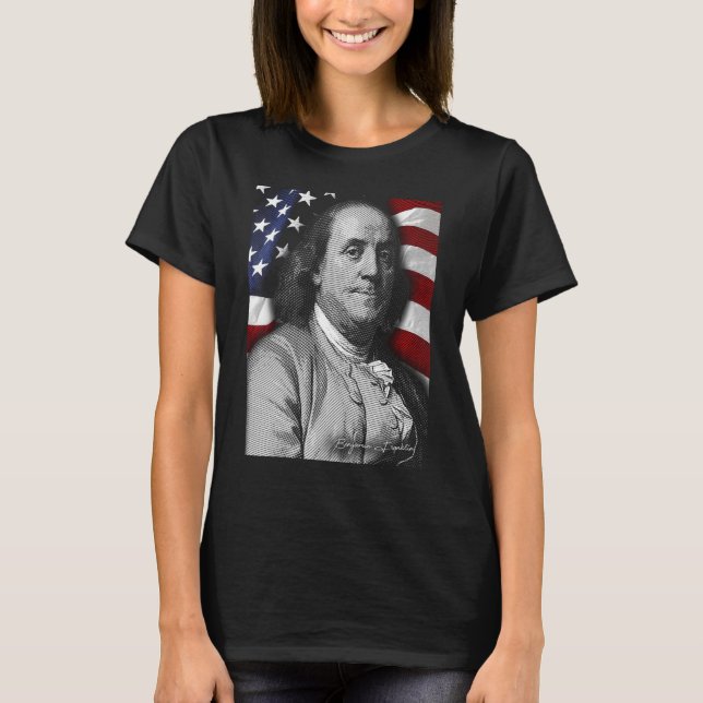 Camiseta American benjamin franklin Eyes Flag Country (Anverso)