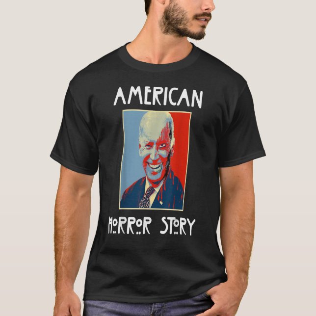 Camiseta American Biden Horror Story Zombie Halloween Retro (Anverso)
