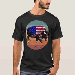 Camiseta American Bison US National Park Flag Silhouette Re