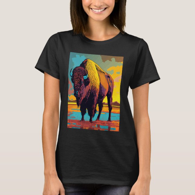 Camiseta American Buffalo Animal Pop Bison Grilling (Anverso)