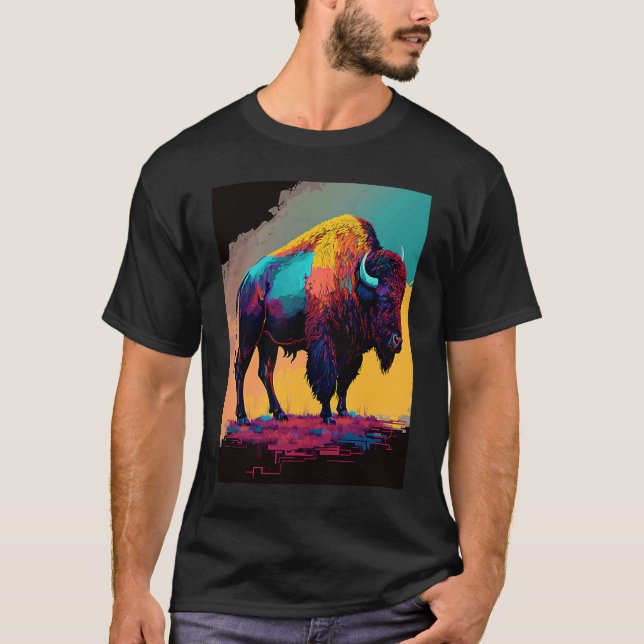 Camiseta American Buffalo Animal Pop Bison Grilling   1 (Anverso)