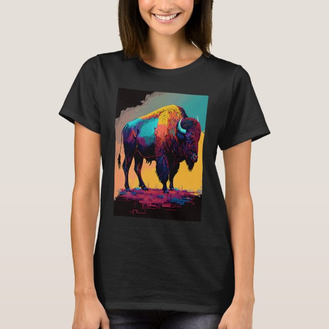 Camiseta American Buffalo Animal Pop Bison Grilling   1 (Anverso)