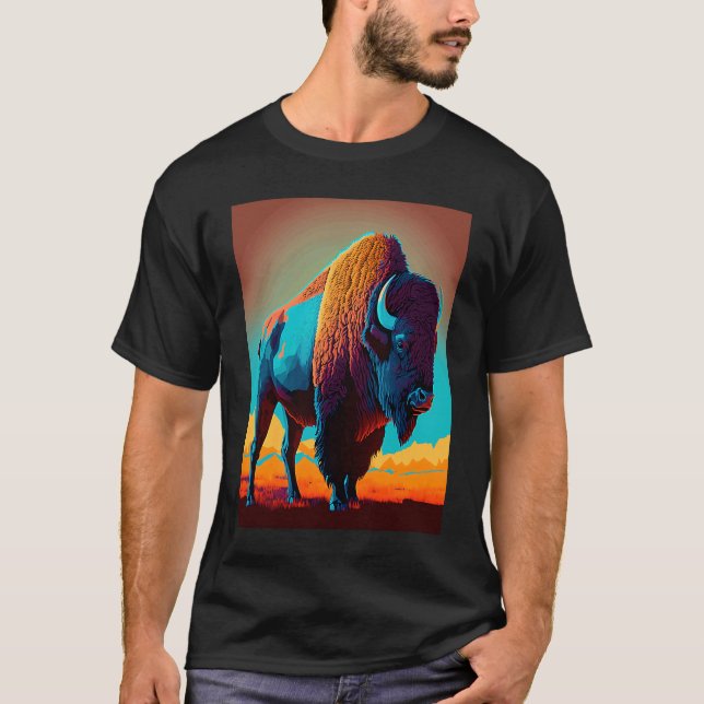 Camiseta American Buffalo Animal Pop Bison Grilling   3 (Anverso)
