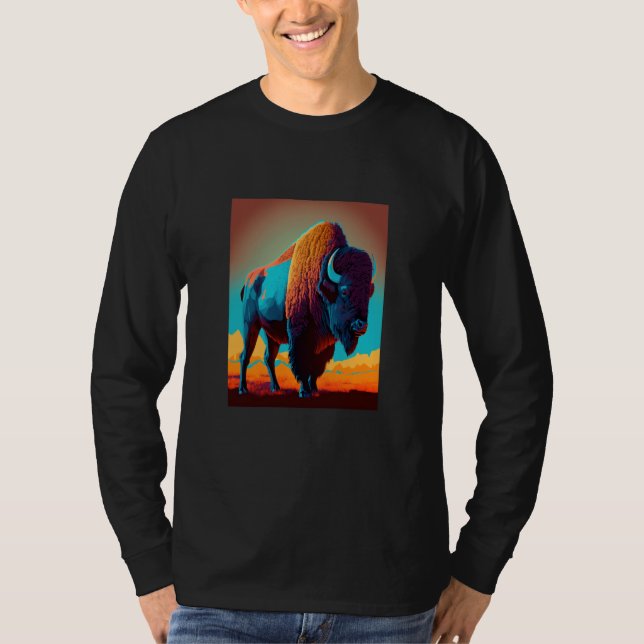 Camiseta American Buffalo Animal Pop Bison Grilling  3 (Anverso)